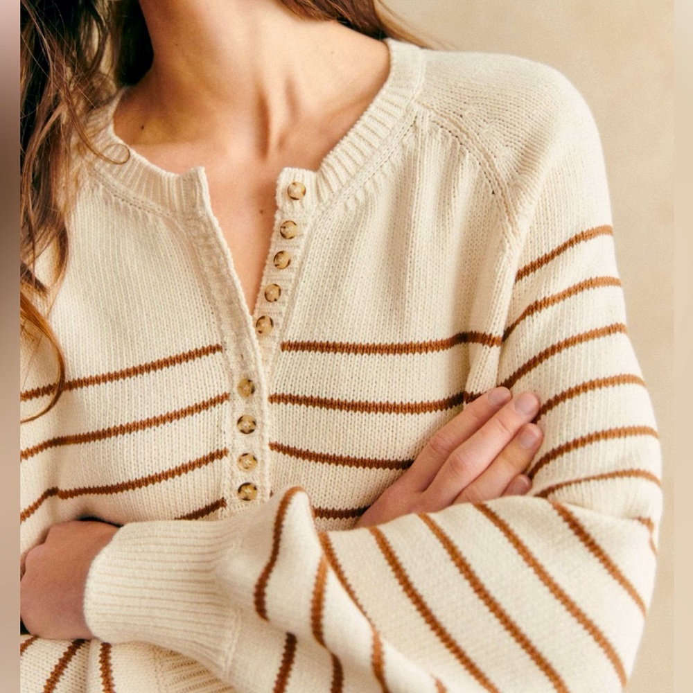 Sezane leontine sweater, size xs, camel / ecru